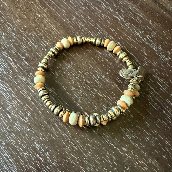 Alex and Ani Gold and Tan Beaded Bracelet - Picture 1 of 3